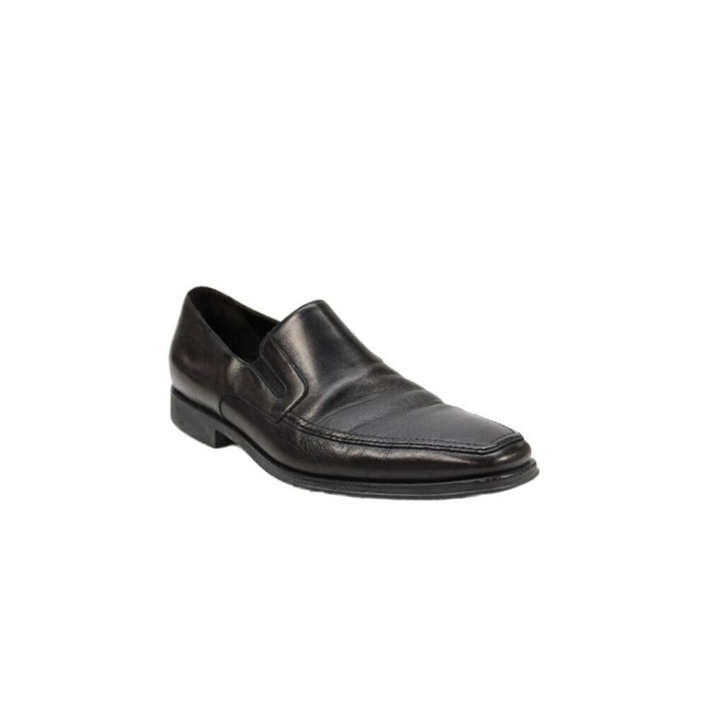 Bruno Magli Mens Leather Square Toe Loafers Black Size 10.5